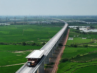 Preparations are being made for the construction of the 16.4-km Nanchang-Jiujiang High-speed Railway Fuhe River Super Bridge in Nanchang, Ch...