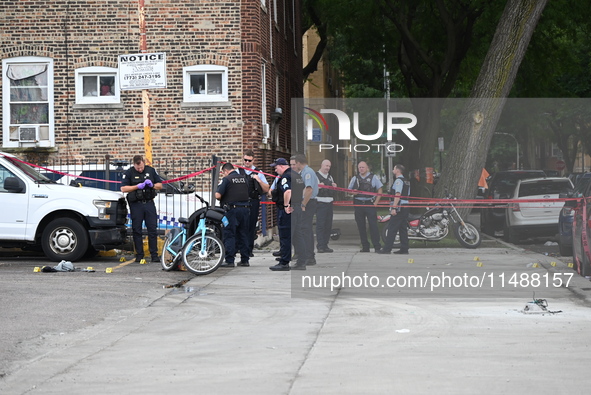 A male victim in his 30s is being shot in the neck and back and is being killed in Chicago, Illinois, United States, on August 17, 2024. At...