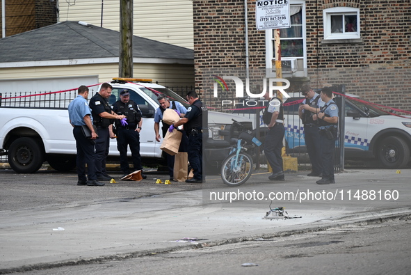 A male victim in his 30s is being shot in the neck and back and is being killed in Chicago, Illinois, United States, on August 17, 2024. At...