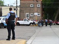 A male victim in his 30s is being shot in the neck and back and is being killed in Chicago, Illinois, United States, on August 17, 2024. At...