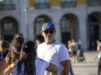 Members of the Venezuelan community are protesting the recent election results in Venezuela during a rally at Commerce Square in Lisbon, Por...