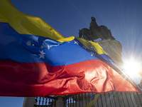 Members of the Venezuelan community are protesting the recent election results in Venezuela during a rally at Commerce Square in Lisbon, Por...