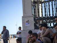 Members of the Venezuelan community are protesting the recent election results in Venezuela during a rally at Commerce Square in Lisbon, Por...