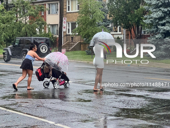 Severe thunderstorms are hitting Toronto, Ontario, Canada, on August 17, 2024. Environment and Climate Change Canada (ECCC) is issuing a rai...