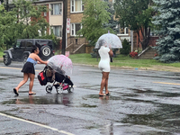 Severe thunderstorms are hitting Toronto, Ontario, Canada, on August 17, 2024. Environment and Climate Change Canada (ECCC) is issuing a rai...