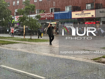 Severe thunderstorms are hitting Toronto, Ontario, Canada, on August 17, 2024. Environment and Climate Change Canada (ECCC) is issuing a rai...