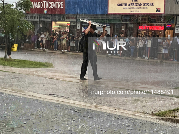 Severe thunderstorms are hitting Toronto, Ontario, Canada, on August 17, 2024. Environment and Climate Change Canada (ECCC) is issuing a rai...