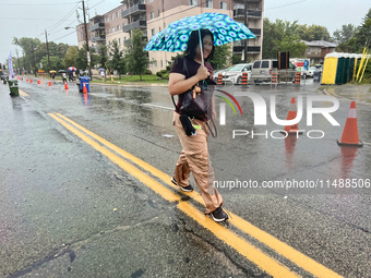 Severe thunderstorms are hitting Toronto, Ontario, Canada, on August 17, 2024. Environment and Climate Change Canada (ECCC) is issuing a rai...