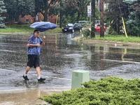 Severe thunderstorms are hitting Toronto, Ontario, Canada, on August 17, 2024. Environment and Climate Change Canada (ECCC) is issuing a rai...