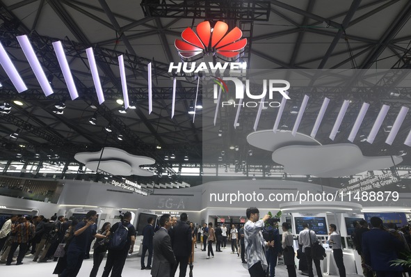 Visitors are visiting Huawei's stand at the Mobile World Congress 2024 in Shanghai, China, on June 26, 2024. 