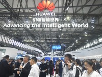 Visitors are visiting Huawei's stand at the Mobile World Congress 2024 in Shanghai, China, on June 26, 2024. (