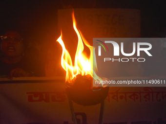 People are protesting over the sexual assault and murder of a postgraduate woman doctor in Kolkata, India, on August 18, 2024. (