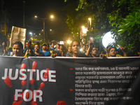 Women are protesting over the sexual assault and murder of a postgraduate woman doctor in Kolkata, India, on August 18, 2024. (