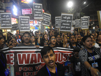 People are protesting over the sexual assault and murder of a postgraduate woman doctor in Kolkata, India, on August 18, 2024. (