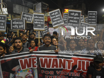 People are protesting over the sexual assault and murder of a postgraduate woman doctor in Kolkata, India, on August 18, 2024. (