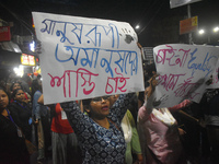 Women are protesting over the sexual assault and murder of a postgraduate woman doctor in Kolkata, India, on August 18, 2024. (