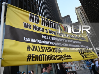 Protesters are marching in a March on the Eve of the DNC event downtown in Chicago, Illinois, United States, on August 18, 2024. Protesters...