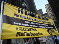 Protesters are marching in a March on the Eve of the DNC event downtown in Chicago, Illinois, United States, on August 18, 2024. Protesters...