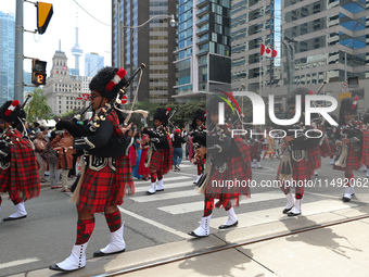 People gathered at Nathan Phillips Square to celebrate India's 77th Independence Day in Toronto, Canada, on August 18, 2024. (