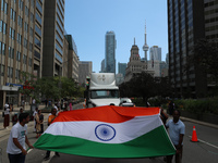 People gathered at Nathan Phillips Square to celebrate India's 77th Independence Day in Toronto, Canada, on August 18, 2024. (