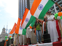 People gathered at Nathan Phillips Square to celebrate India's 77th Independence Day in Toronto, Canada, on August 18, 2024. (