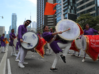 People gathered at Nathan Phillips Square to celebrate India's 77th Independence Day in Toronto, Canada, on August 18, 2024. (