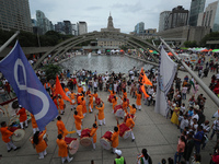 People gathered at Nathan Phillips Square to celebrate India's 77th Independence Day in Toronto, Canada, on August 18, 2024. (