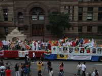 People gathered at Nathan Phillips Square to celebrate India's 77th Independence Day in Toronto, Canada, on August 18, 2024. (