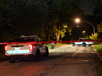 A 20-year-old male is being shot numerous times and seriously wounded in Chicago, Illinois, United States, on August 18, 2024. Chicago polic...