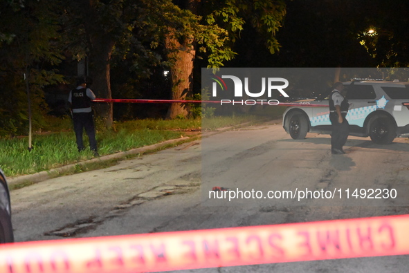 A 20-year-old male is being shot numerous times and seriously wounded in Chicago, Illinois, United States, on August 18, 2024. Chicago polic...