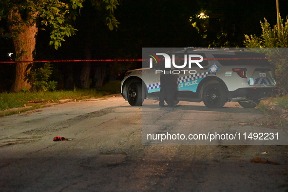 A 20-year-old male is being shot numerous times and seriously wounded in Chicago, Illinois, United States, on August 18, 2024. Chicago polic...