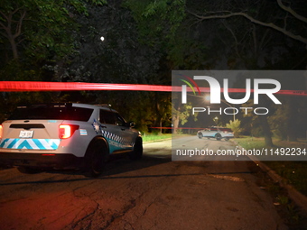 A 20-year-old male is being shot numerous times and seriously wounded in Chicago, Illinois, United States, on August 18, 2024. Chicago polic...