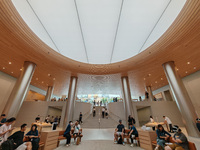 Customers are trying Apple Vision Pro at the largest Apple store in Asia in Shanghai, China, on August 19, 2024. (