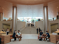 Customers are trying Apple Vision Pro at the largest Apple store in Asia in Shanghai, China, on August 19, 2024. (