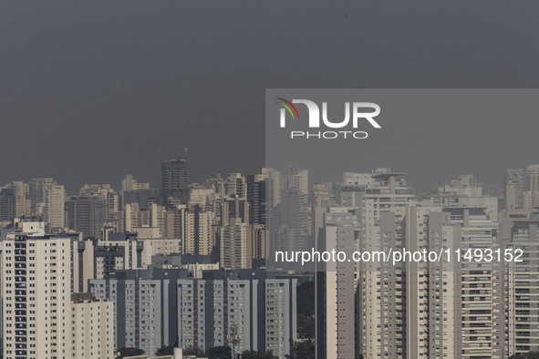 A layer of pollution is covering the sky in Sao Paulo, Brazil, on the morning of Monday, August 19, 2024. After two weeks of intense cold, S...