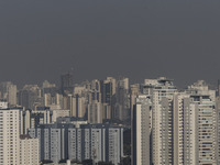 A layer of pollution is covering the sky in Sao Paulo, Brazil, on the morning of Monday, August 19, 2024. After two weeks of intense cold, S...