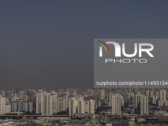 A layer of pollution is covering the sky in Sao Paulo, Brazil, on the morning of Monday, August 19, 2024. After two weeks of intense cold, S...