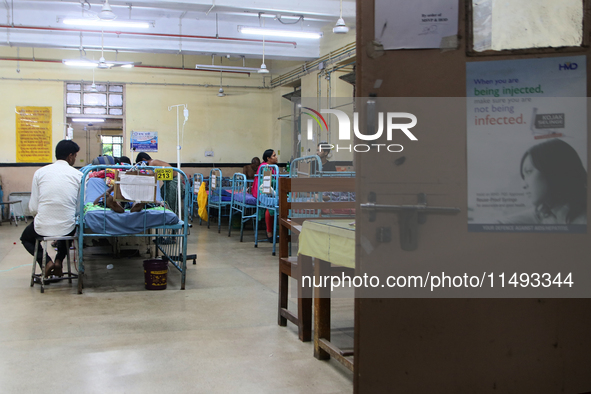 Presents are lying in bed inside a hospital in Kolkata, India, on August 19, 2024. 