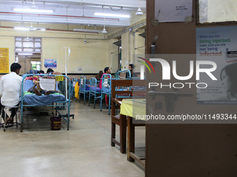 Presents are lying in bed inside a hospital in Kolkata, India, on August 19, 2024. (