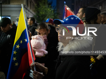 Venezuelans in Santiago, Chile, on August 17, 2024, are holding a demonstration in support of Edmundo Gonzalez, the opposition candidate run...