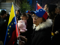 Venezuelans in Santiago, Chile, on August 17, 2024, are holding a demonstration in support of Edmundo Gonzalez, the opposition candidate run...