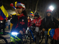 Venezuelans in Santiago, Chile, on August 17, 2024, are holding a demonstration in support of Edmundo Gonzalez, the opposition candidate run...