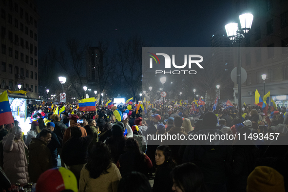 Venezuelans in Santiago, Chile, on August 17, 2024, are holding a demonstration in support of Edmundo Gonzalez, the opposition candidate run...