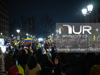 Venezuelans in Santiago, Chile, on August 17, 2024, are holding a demonstration in support of Edmundo Gonzalez, the opposition candidate run...