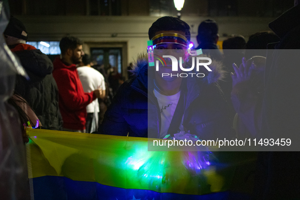 Venezuelans in Santiago, Chile, on August 17, 2024, are holding a demonstration in support of Edmundo Gonzalez, the opposition candidate run...