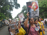 Women are protesting over the sexual assault and murder of a postgraduate woman doctor in Kolkata, India, on August 19, 2024. (