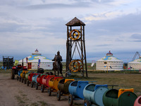 Cattle, horses, and camels are foraging on the grassland in Hulunbuir, China, on August 19, 2024. (