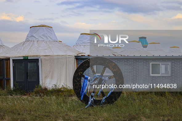 Cattle, horses, and camels are foraging on the grassland in Hulunbuir, China, on August 19, 2024. 