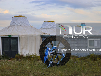 Cattle, horses, and camels are foraging on the grassland in Hulunbuir, China, on August 19, 2024. (