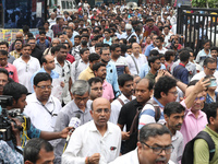 Medical students and doctors are attending a protest rally against the rape and murder of a PGT woman doctor at Government-run R G Kar Medic...